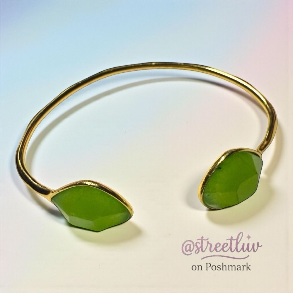 Stella & Dot Green Serenity Stone Cuff Bracelet